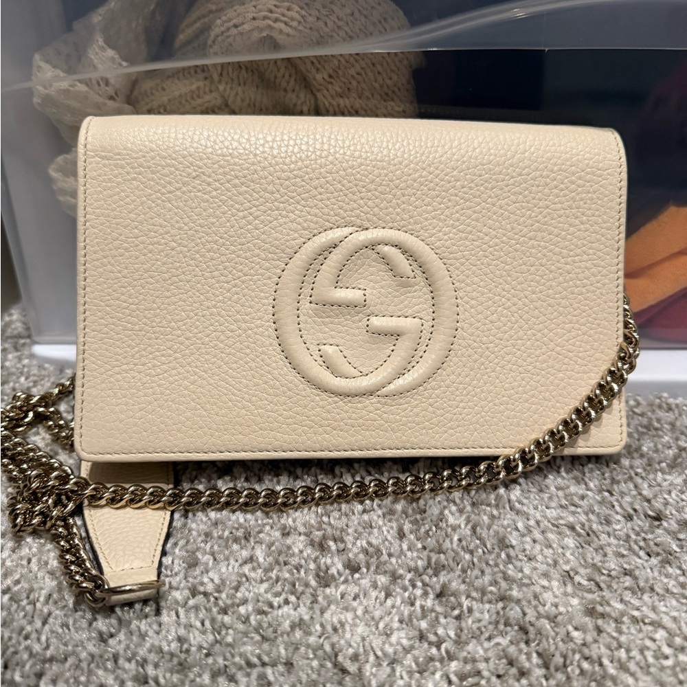 Gucci Beige Leather Crossbody Bag